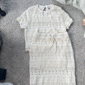 Universal Thread Cream Crochet Jumpsuit